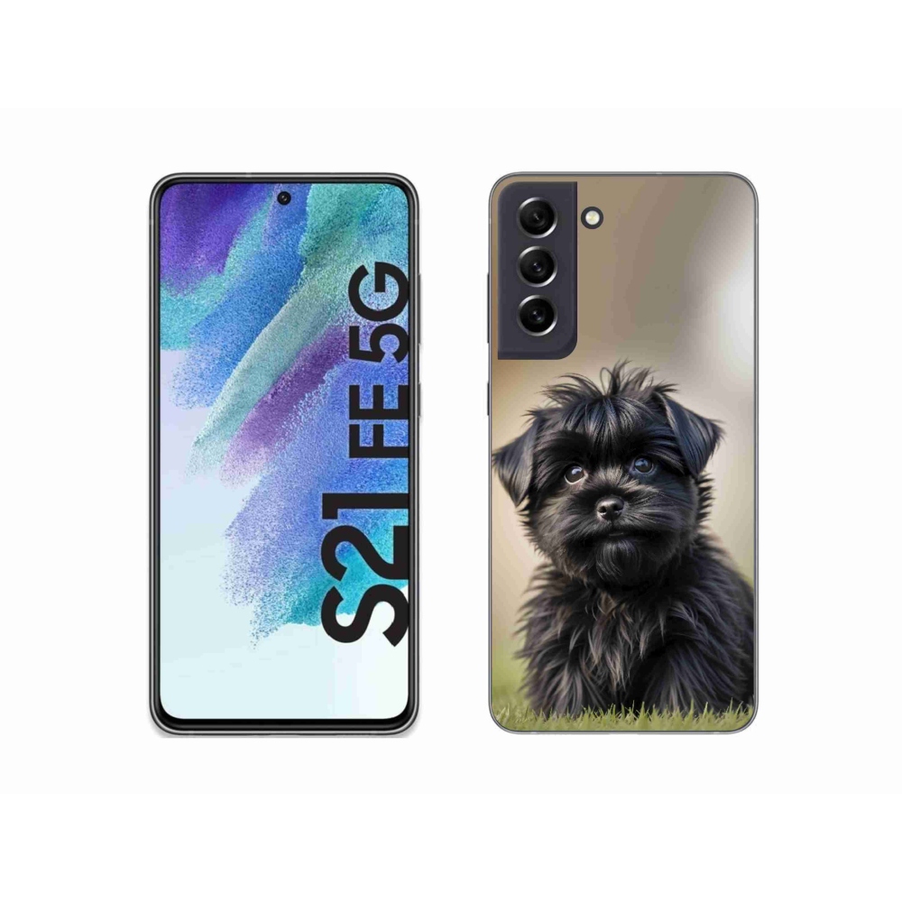 Gelový kryt mmCase na Samsung Galaxy S21 FE 5G - roztomilý černý pejsek