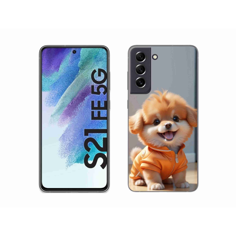Gelový kryt mmCase na Samsung Galaxy S21 FE 5G - roztomilý pomeranian v mikině