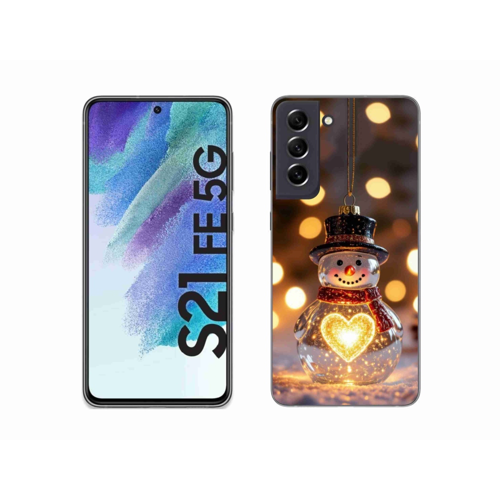 Gelový kryt mmCase na Samsung Galaxy S21 FE 5G - svítící vánoční sněhulák