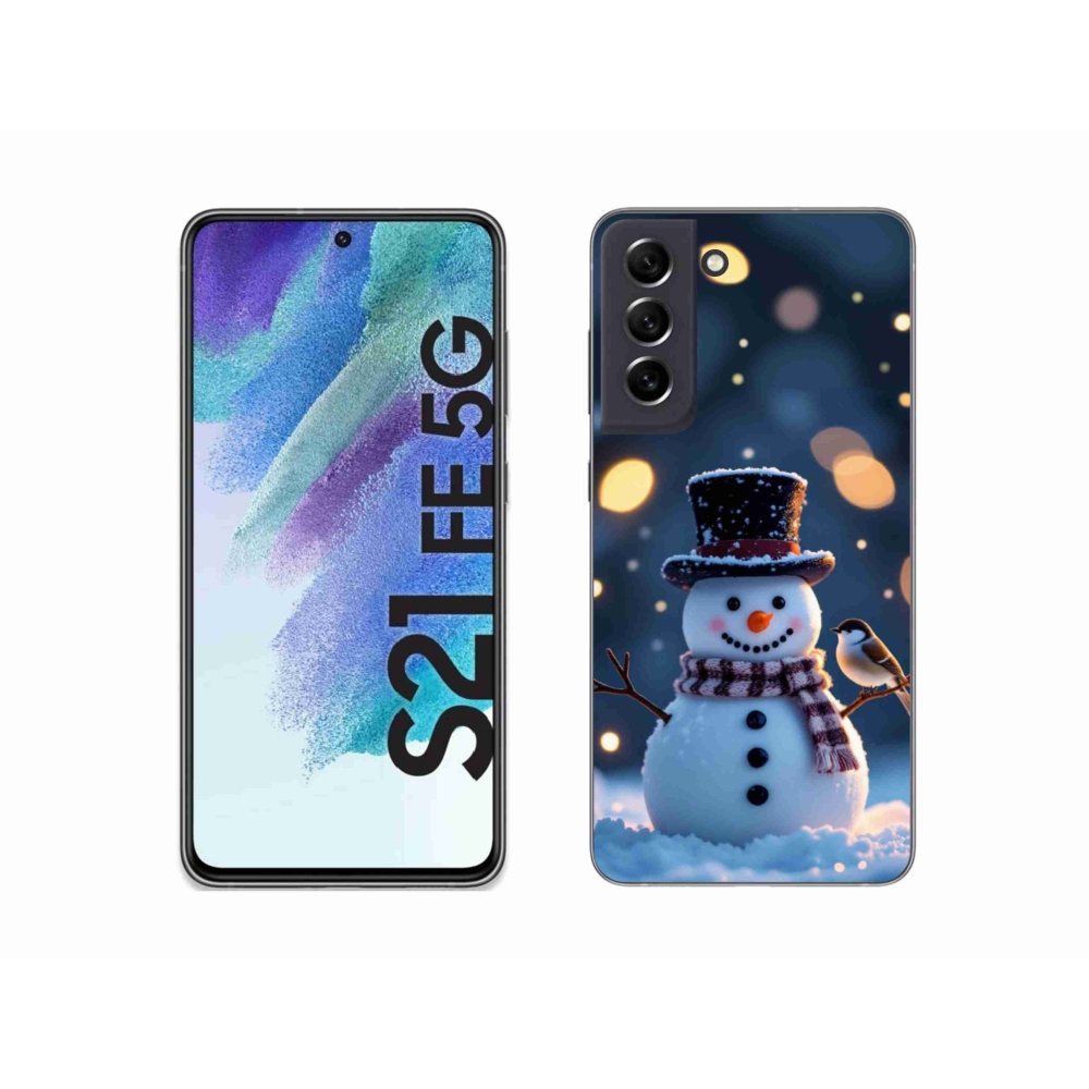 Gelový kryt mmCase na Samsung Galaxy S21 FE 5G - vánoční sněhulák