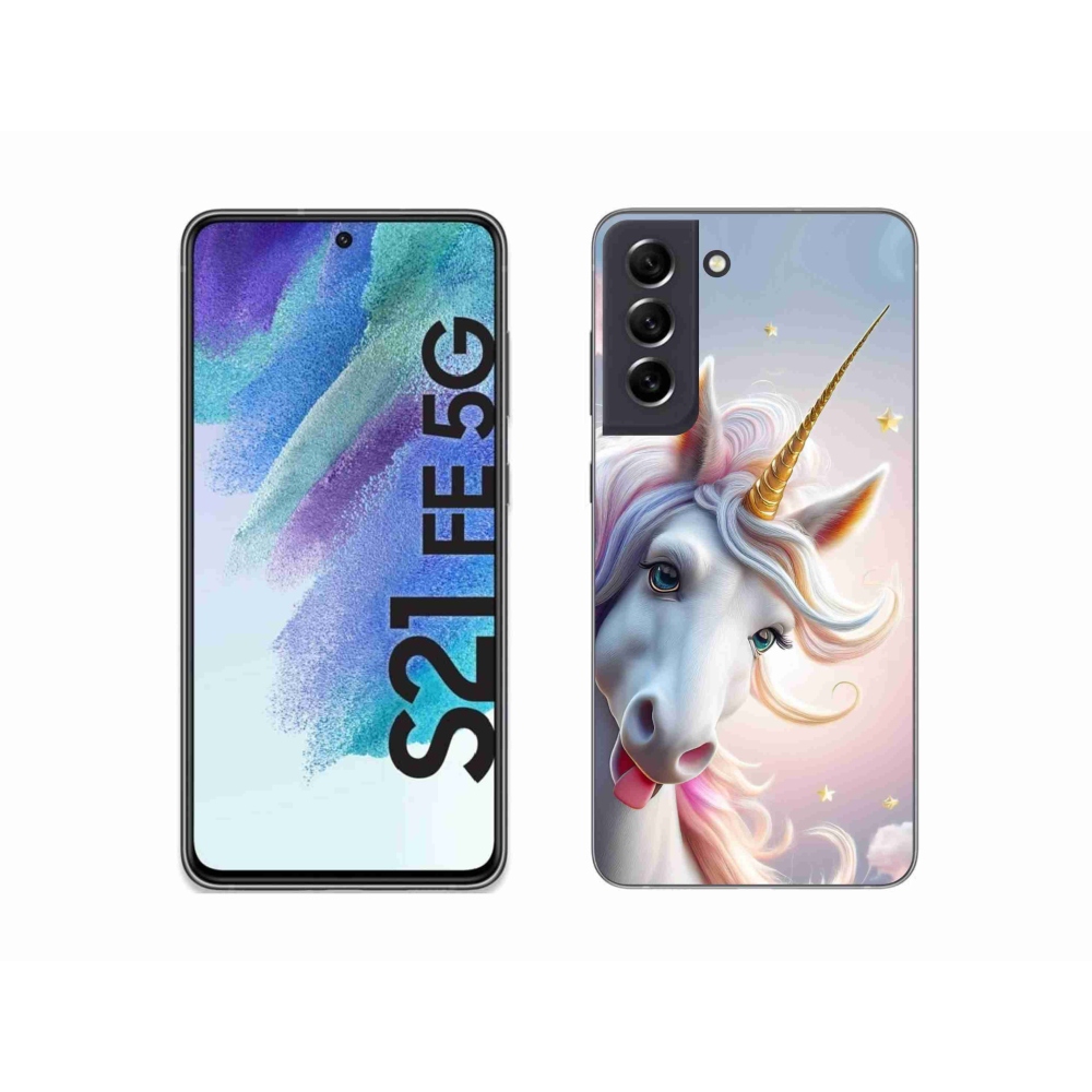 Gelový kryt mmCase na Samsung Galaxy S21 FE 5G - veselý jednorožec