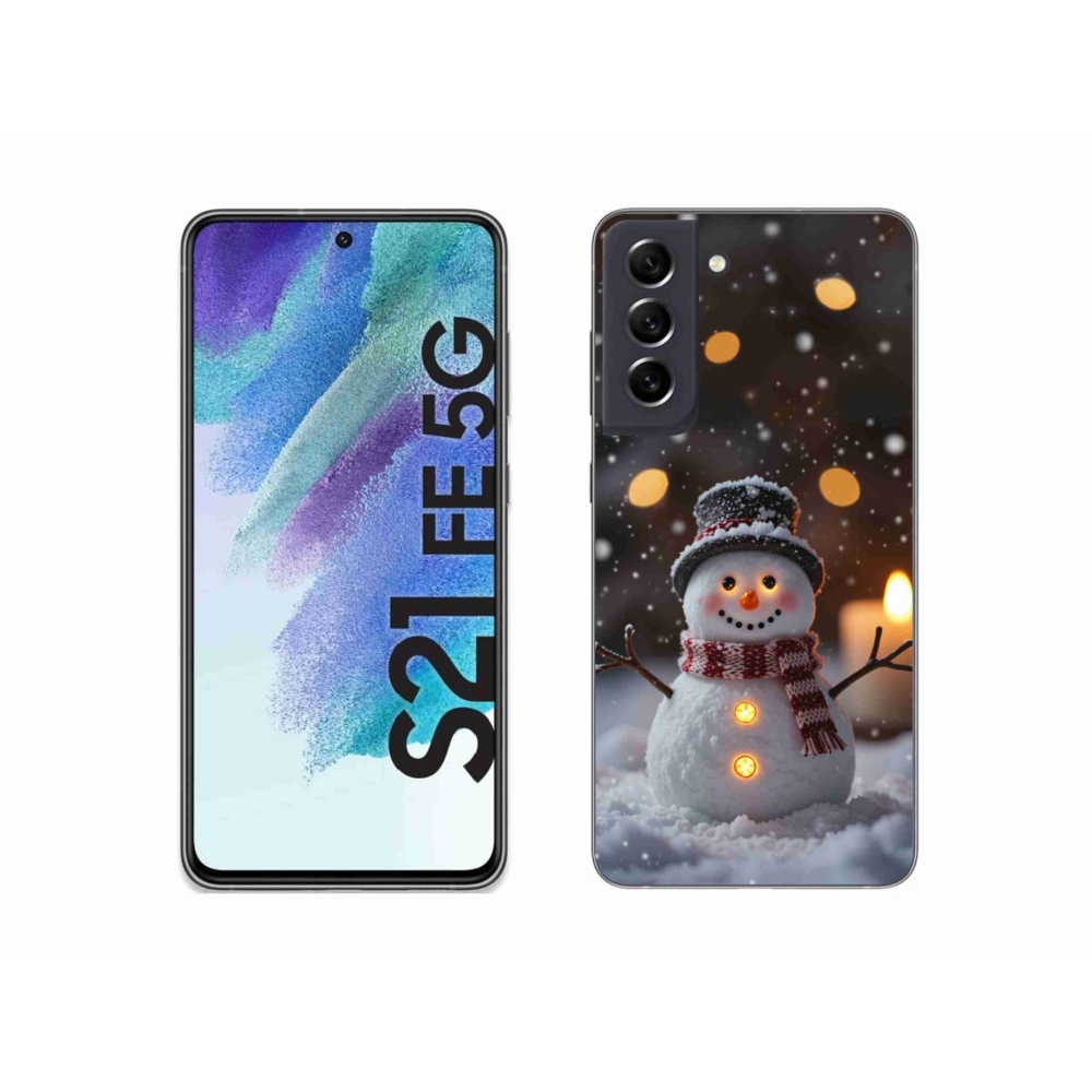 Gelový kryt mmCase na Samsung Galaxy S21 FE 5G - veselý sněhulák