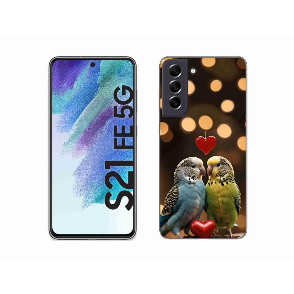 Gelový kryt mmCase na Samsung Galaxy S21 FE 5G - zamilovaní papoušci
