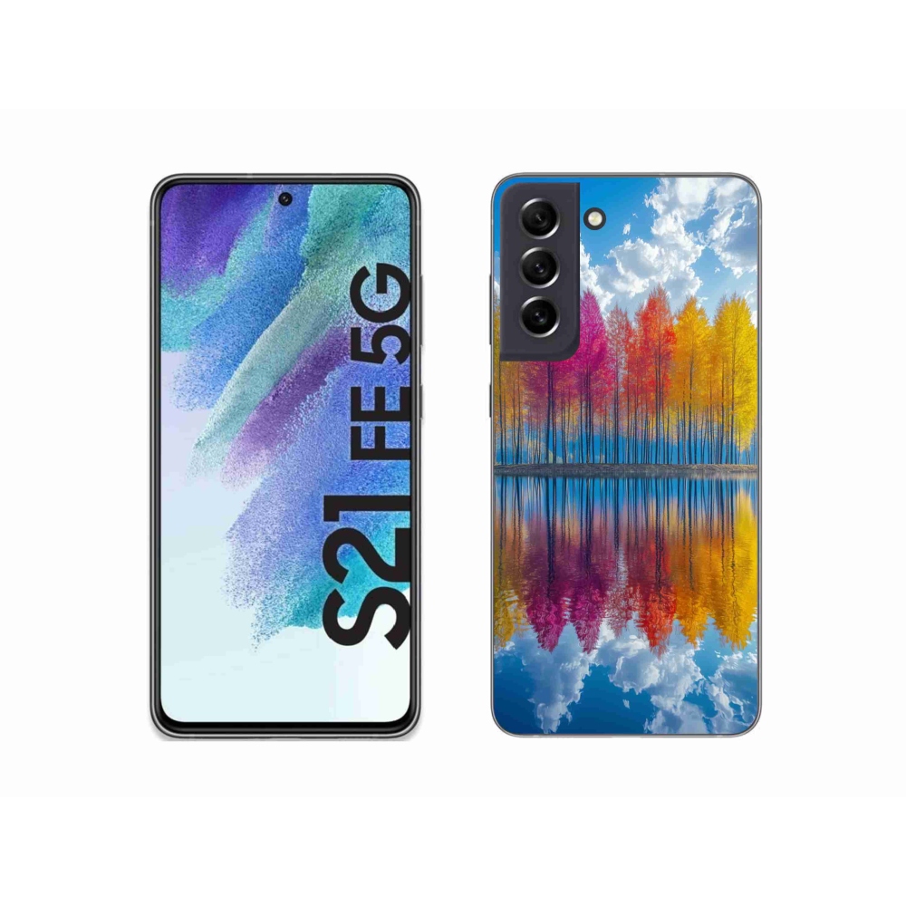 Gelový kryt mmCase na Samsung Galaxy S21 FE - barevné stromy