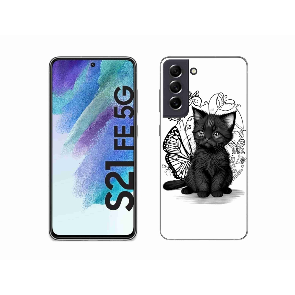 Gelový kryt mmCase na Samsung Galaxy S21 FE - černé kotě