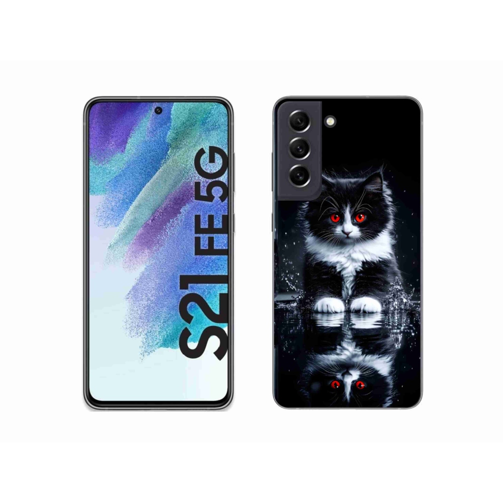 Gelový kryt mmCase na Samsung Galaxy S21 FE - černobílé kotě
