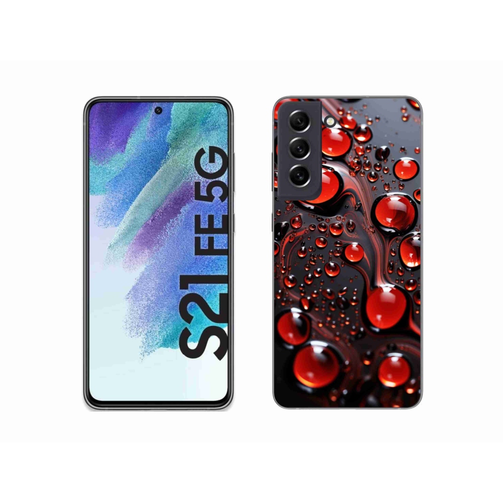Gelový kryt mmCase na Samsung Galaxy S21 FE - červené kapky 2