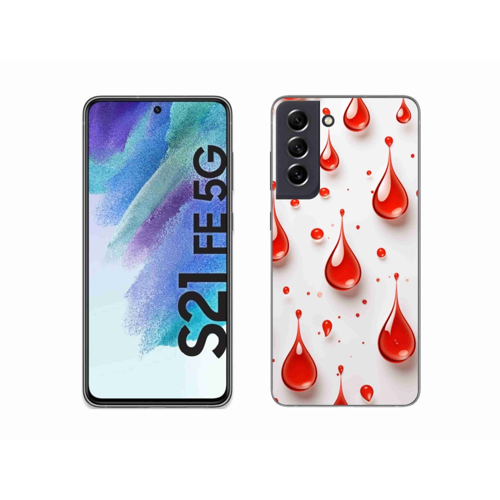 Gelový kryt mmCase na Samsung Galaxy S21 FE - červené kapky