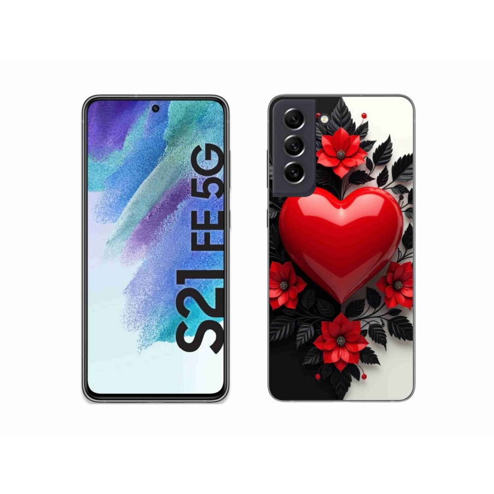 Gelový kryt mmCase na Samsung Galaxy S21 FE - červené srdce