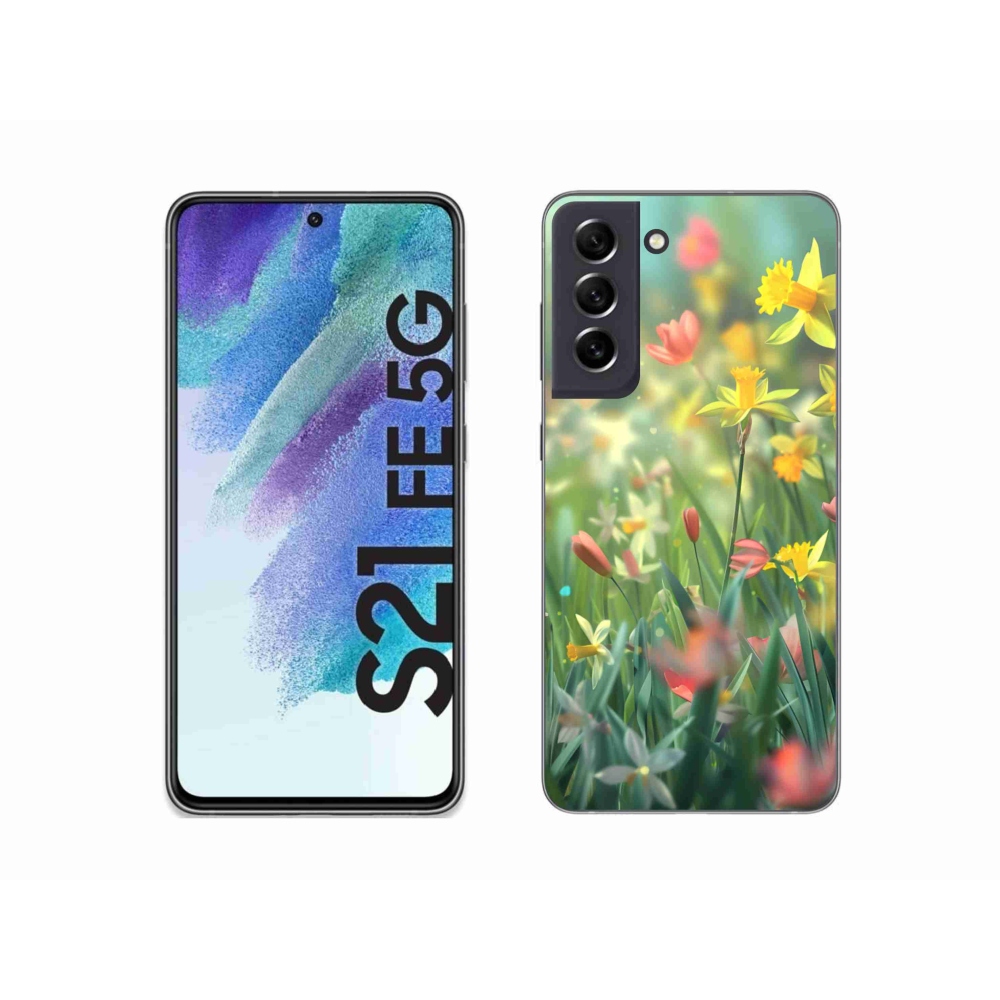 Gelový kryt mmCase na Samsung Galaxy S21 FE - jarní květy