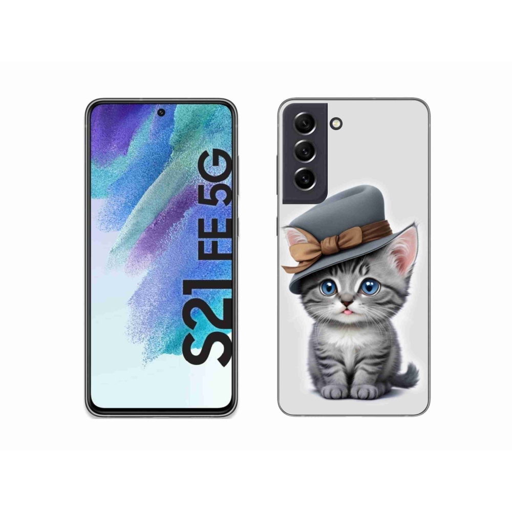 Gelový kryt mmCase na Samsung Galaxy S21 FE - kotě s kloboukem