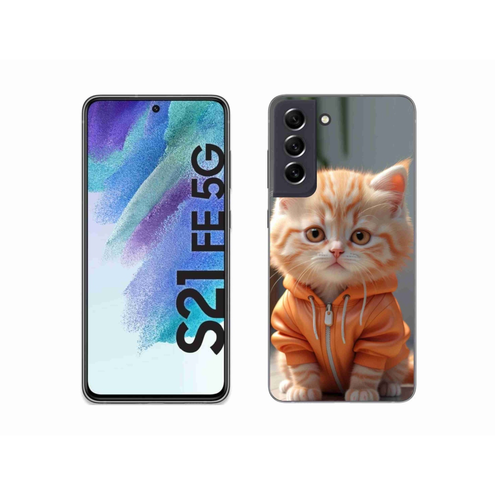Gelový kryt mmCase na Samsung Galaxy S21 FE - kotě v mikině