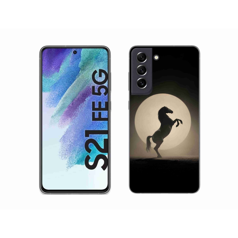 Gelový kryt mmCase na Samsung Galaxy S21 FE - kůň v siluetě