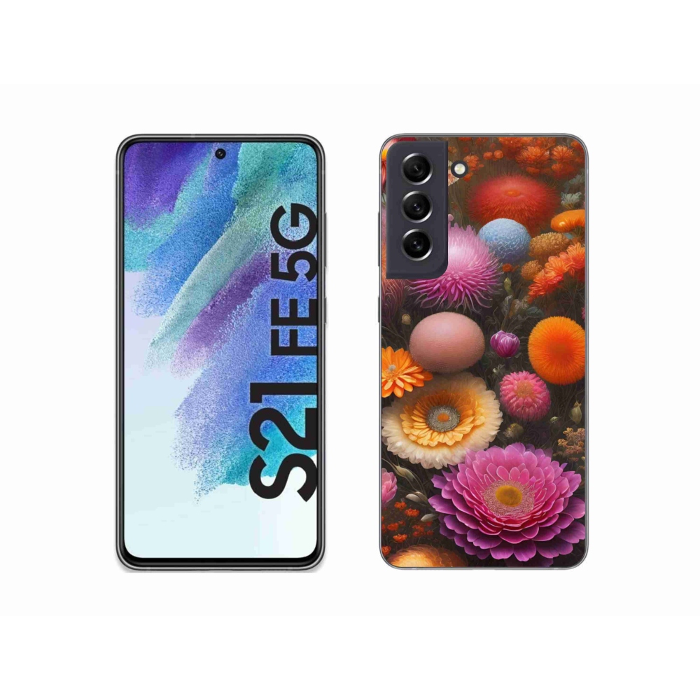 Gelový kryt mmCase na Samsung Galaxy S21 FE - květinová kompozice