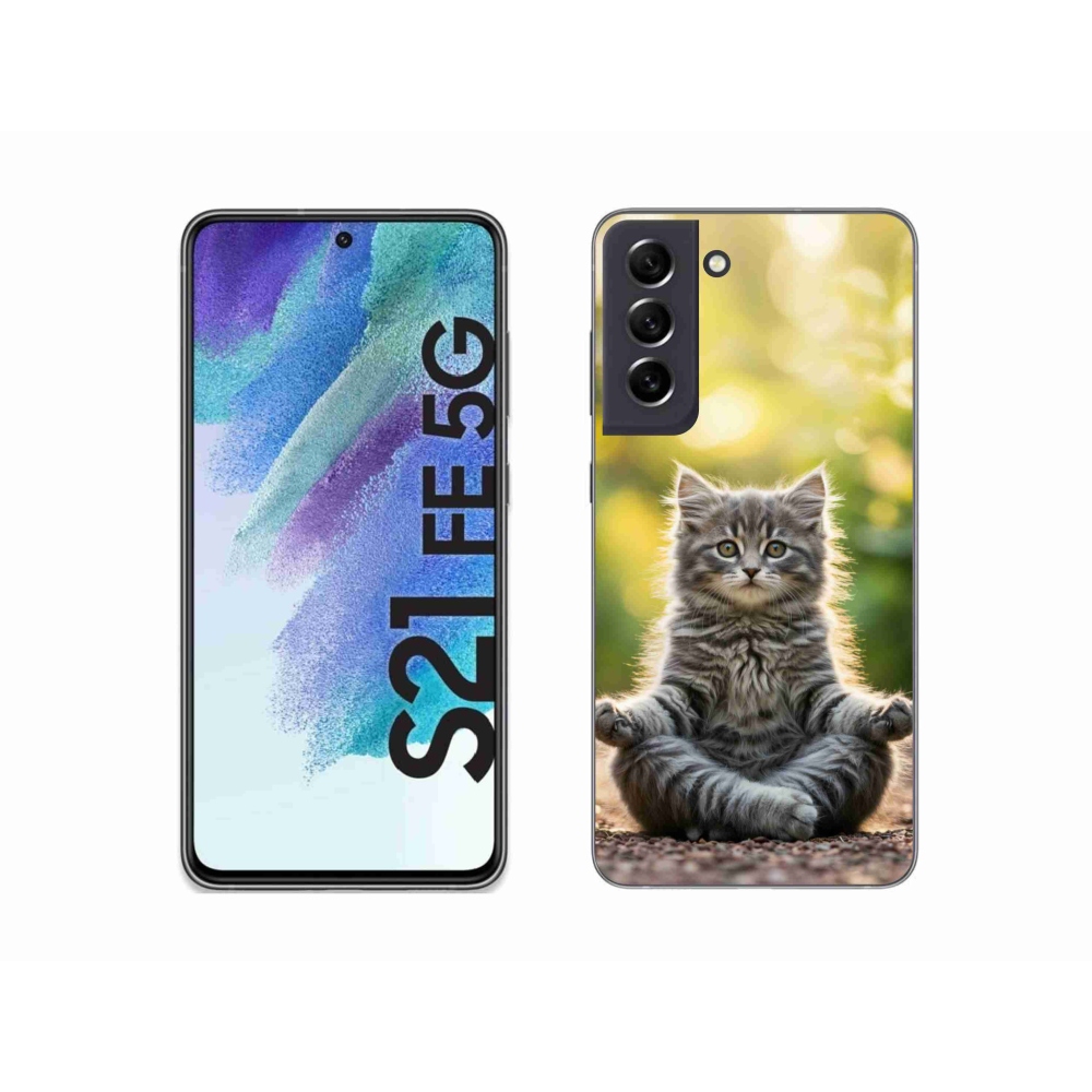 Gelový kryt mmCase na Samsung Galaxy S21 FE - meditující kotě