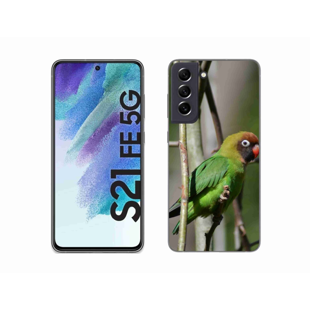 Gelový kryt mmCase na Samsung Galaxy S21 FE - papoušek agapornis