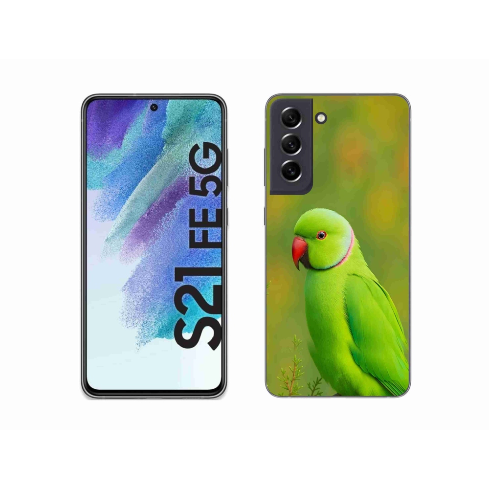 Gelový kryt mmCase na Samsung Galaxy S21 FE - papoušek alexandr 2
