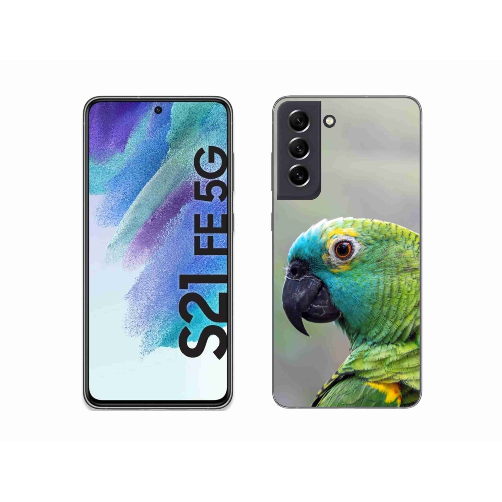 Gelový kryt mmCase na Samsung Galaxy S21 FE - papoušek amazoňan