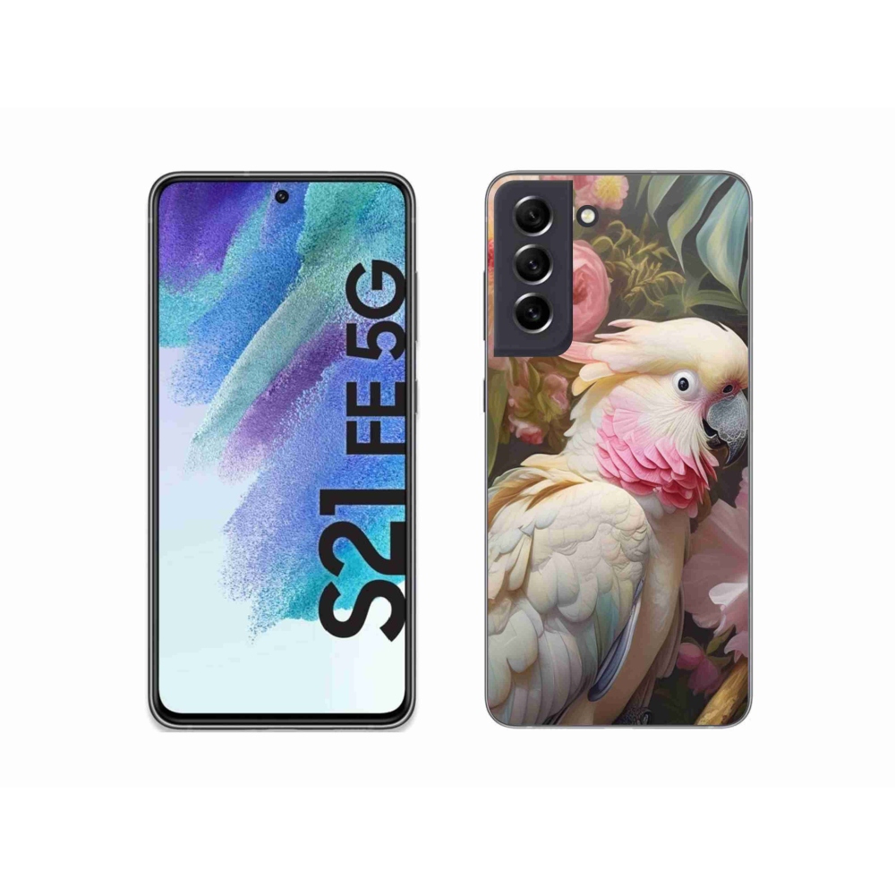 Gelový kryt mmCase na Samsung Galaxy S21 FE - papoušek kakadu růžový 2