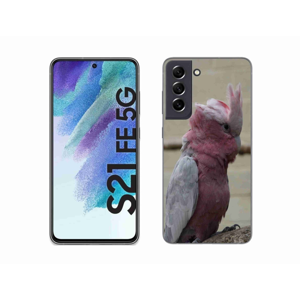 Gelový kryt mmCase na Samsung Galaxy S21 FE - papoušek kakadu růžový