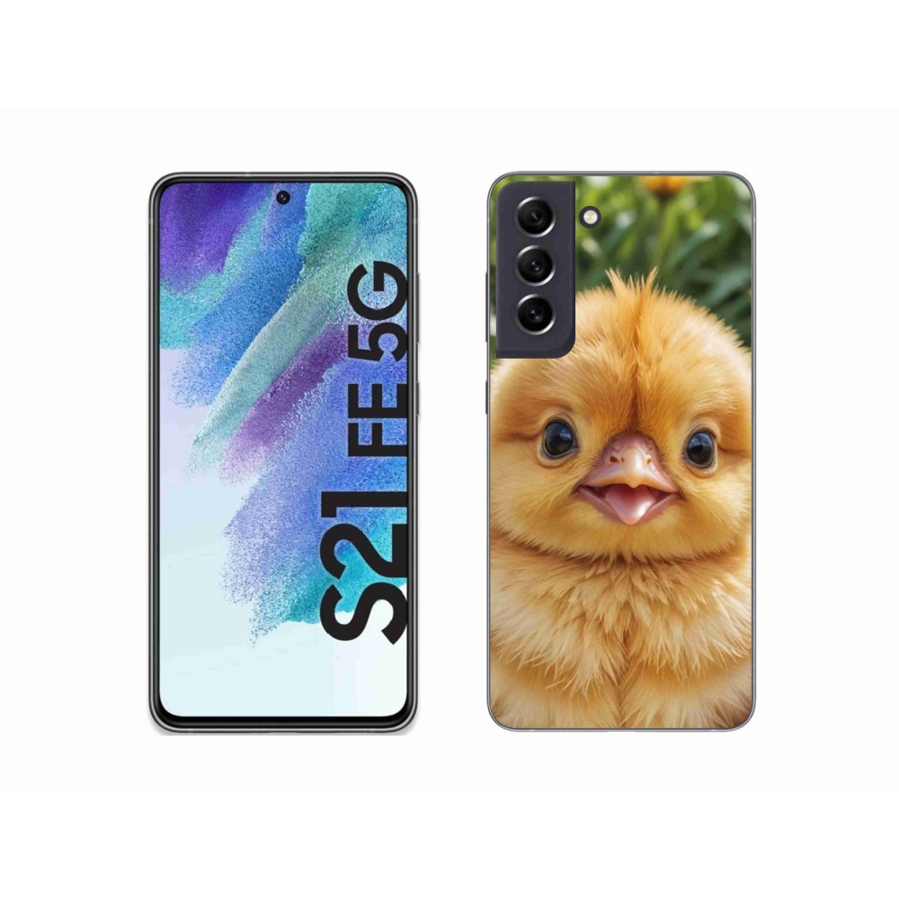 Gelový kryt mmCase na Samsung Galaxy S21 FE - veselé kuřátko