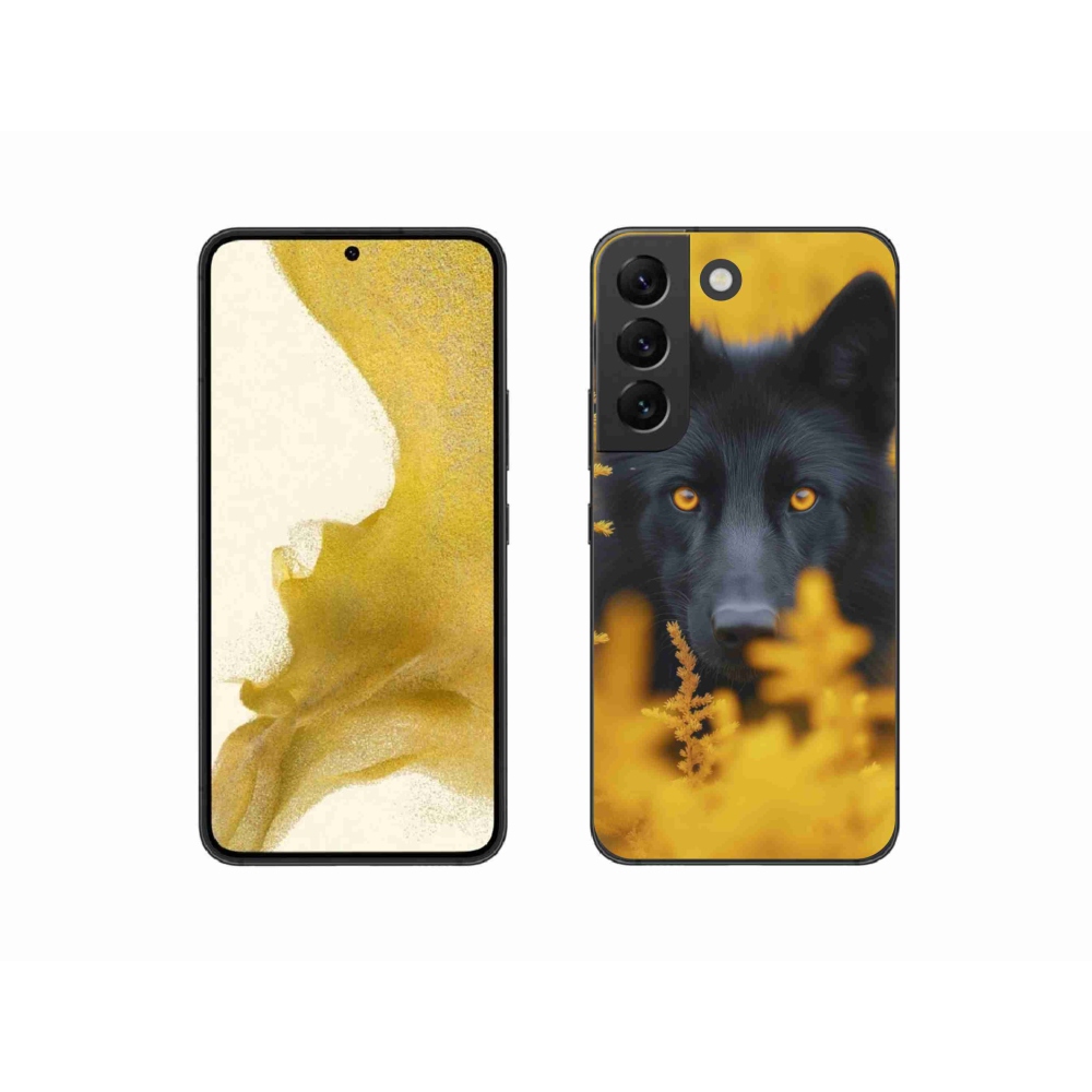 Gelový kryt mmCase na Samsung Galaxy S22 5G - černý vlk 2