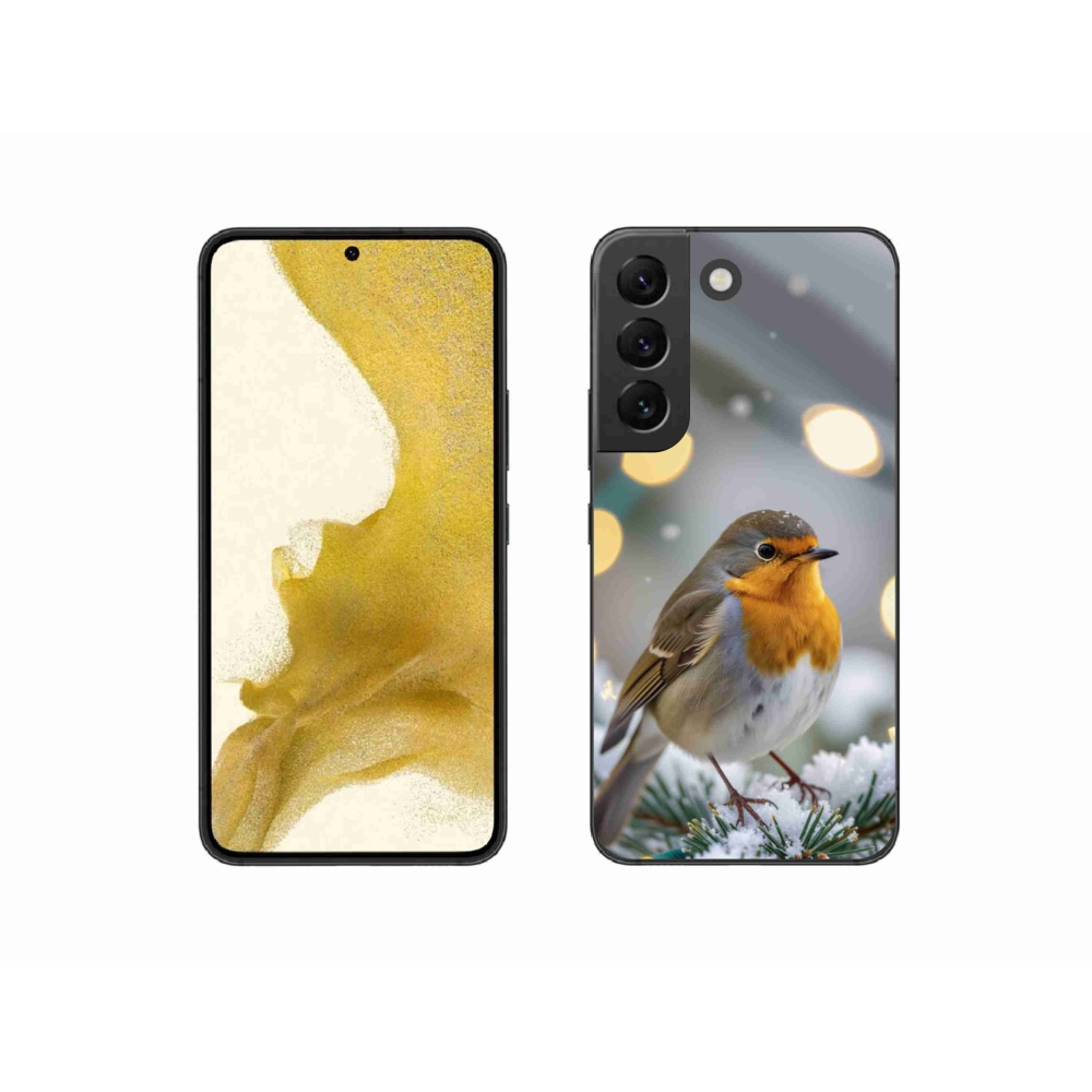 Gelový kryt mmCase na Samsung Galaxy S22 5G - červenka v zimě
