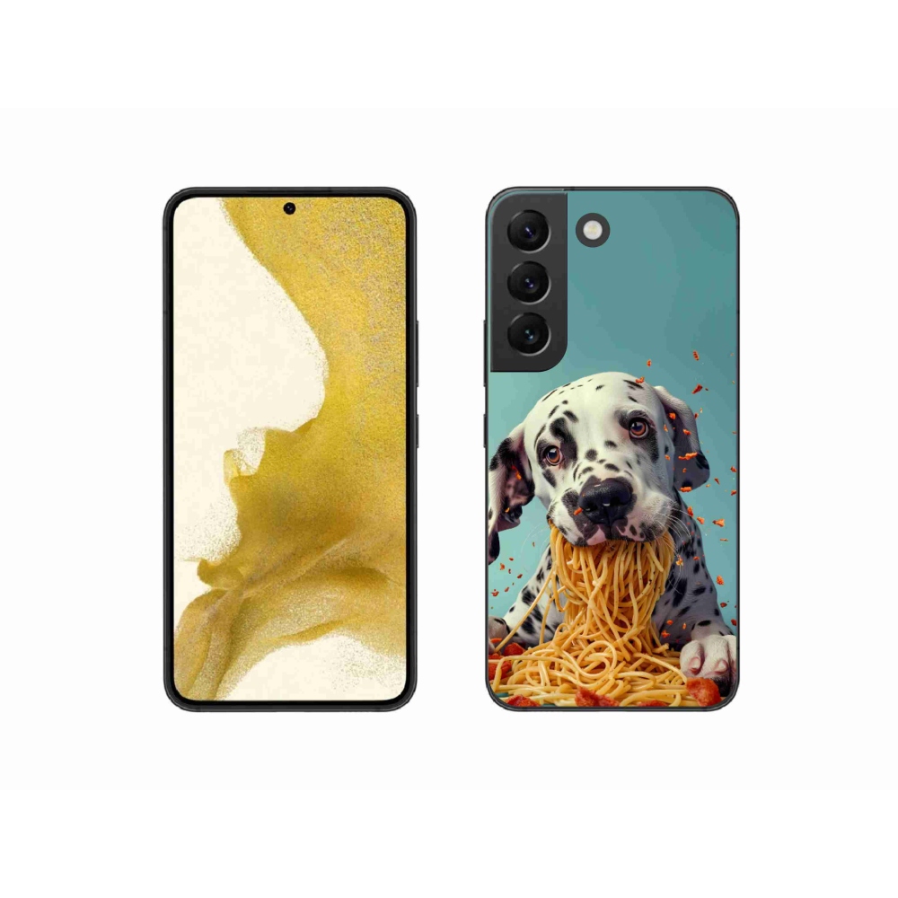 Gelový kryt mmCase na Samsung Galaxy S22 5G - dalmatin a špagety