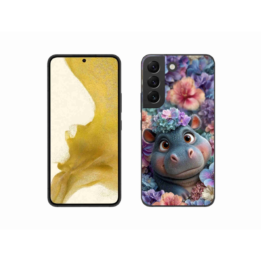 Gelový kryt mmCase na Samsung Galaxy S22 5G - hrošík v květinách