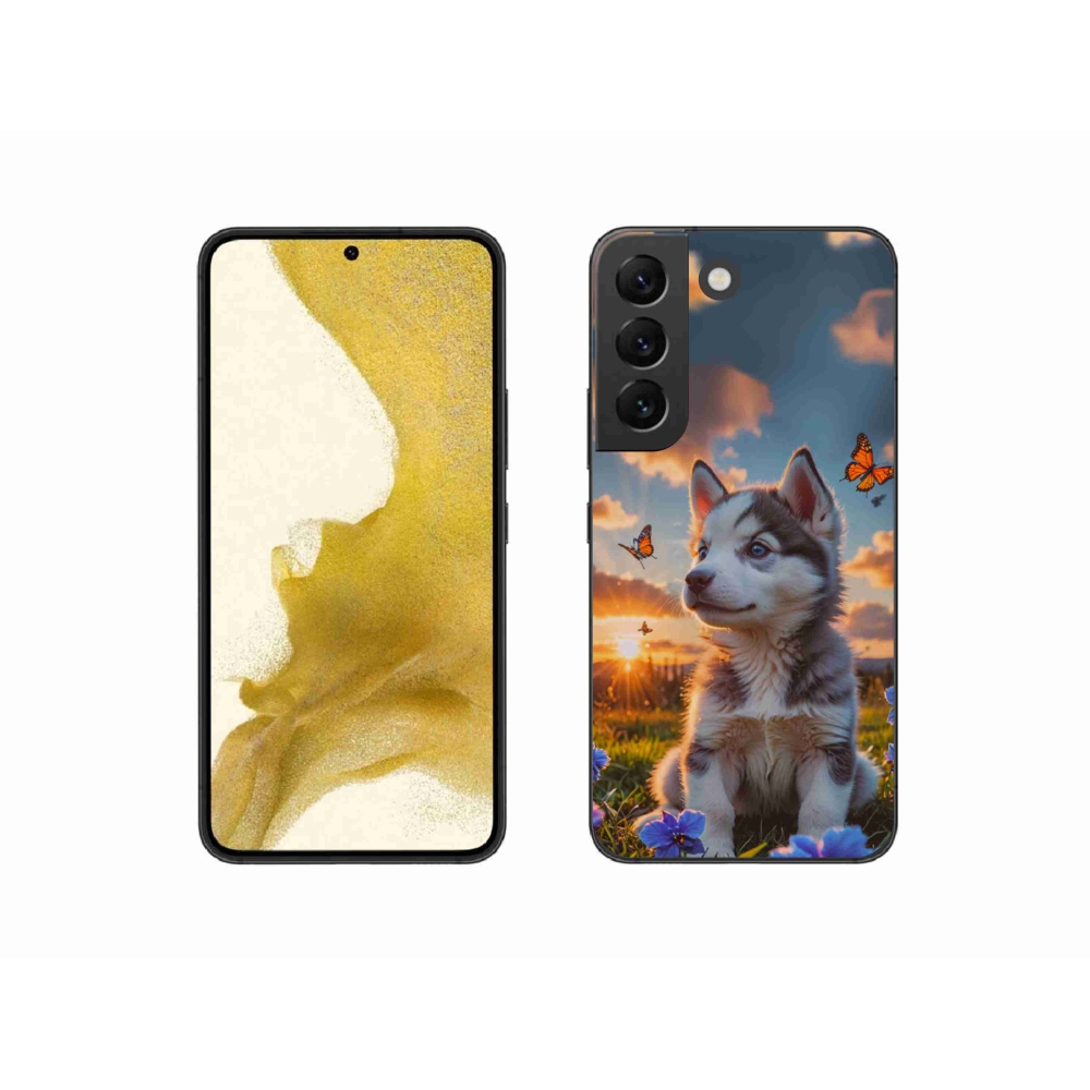Gelový kryt mmCase na Samsung Galaxy S22 5G - husky při západu slunce