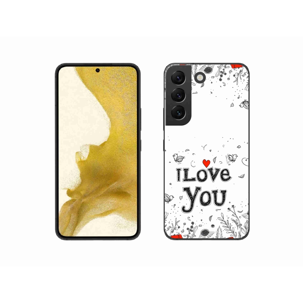 Gelový kryt mmCase na Samsung Galaxy S22 5G - I love you bílé pozadí