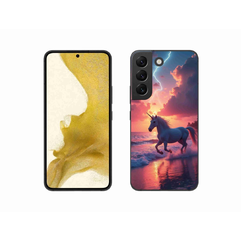 Gelový kryt mmCase na Samsung Galaxy S22 5G - jednorožec na pláži