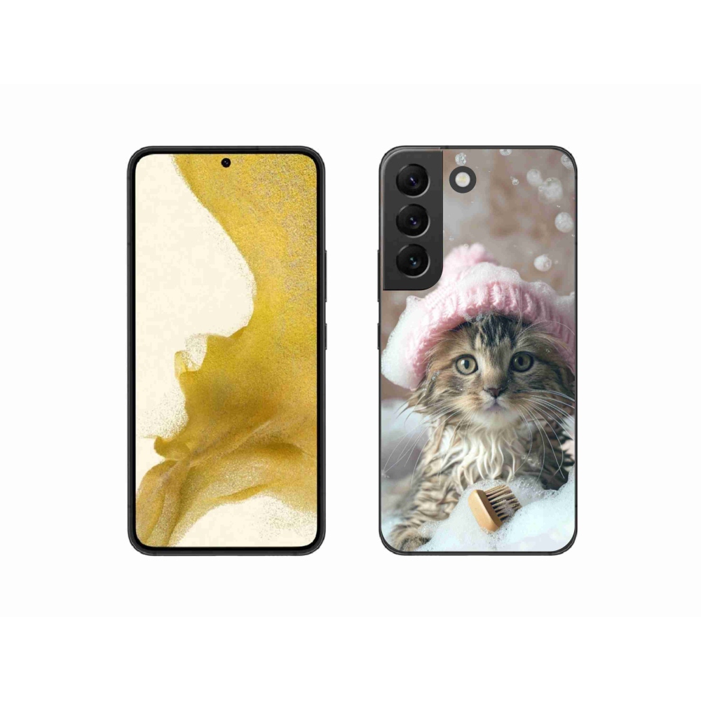 Gelový kryt mmCase na Samsung Galaxy S22 5G - kotě a koupel