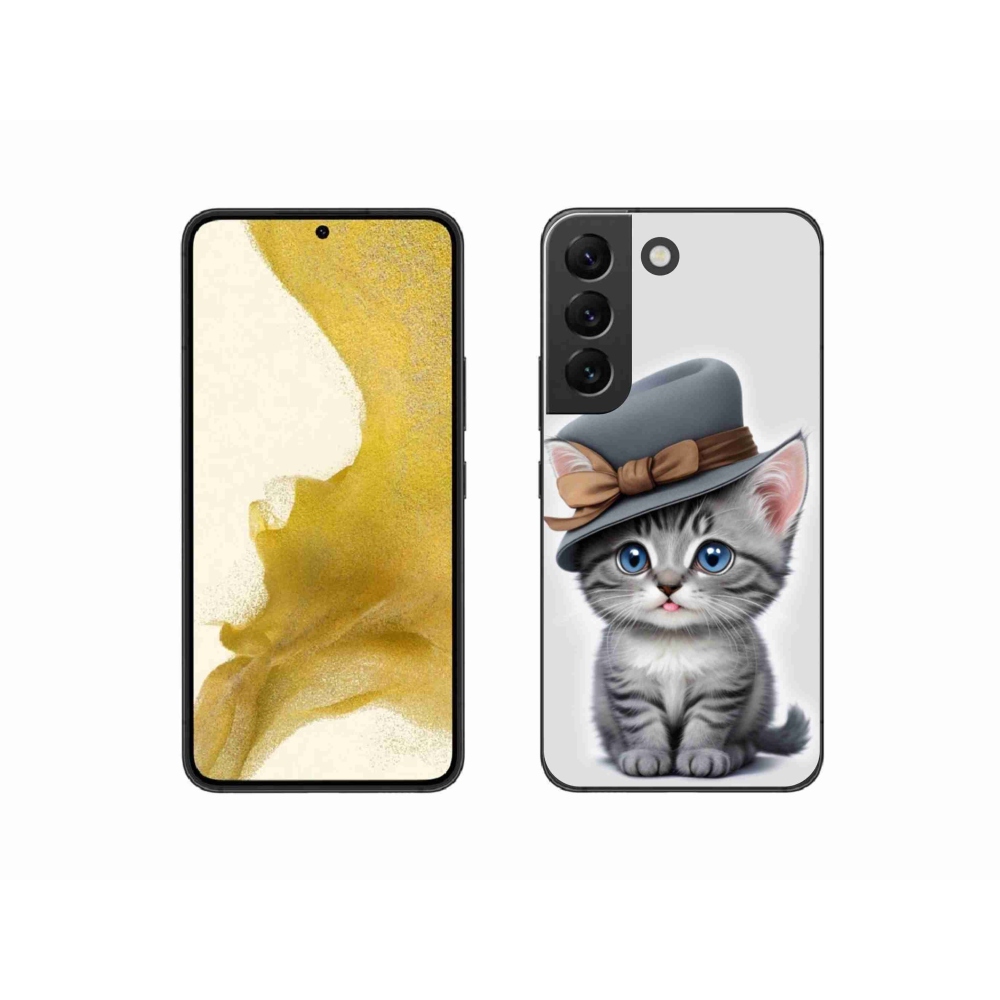 Gelový kryt mmCase na Samsung Galaxy S22 5G - kotě s kloboukem