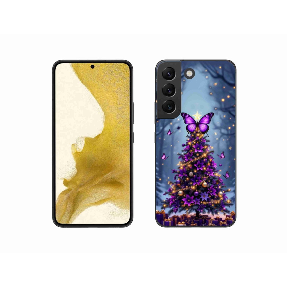 Gelový kryt mmCase na Samsung Galaxy S22 5G - motýlí vánoční stromek