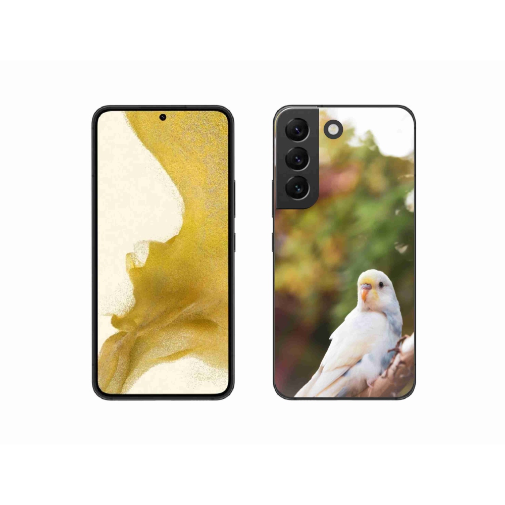 Gelový kryt mmCase na Samsung Galaxy S22 5G - papoušek andulka bílá