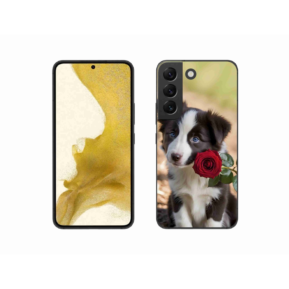 Gelový kryt mmCase na Samsung Galaxy S22 5G - roztomilá border kolie s růží