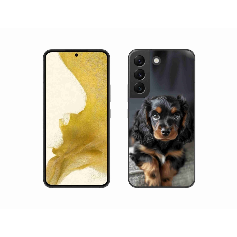 Gelový kryt mmCase na Samsung Galaxy S22 5G - roztomilý dlouhosrstý jezevčík