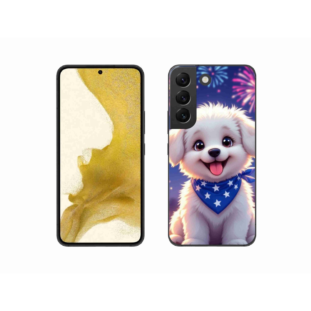 Gelový kryt mmCase na Samsung Galaxy S22 5G - slavnostní štěně