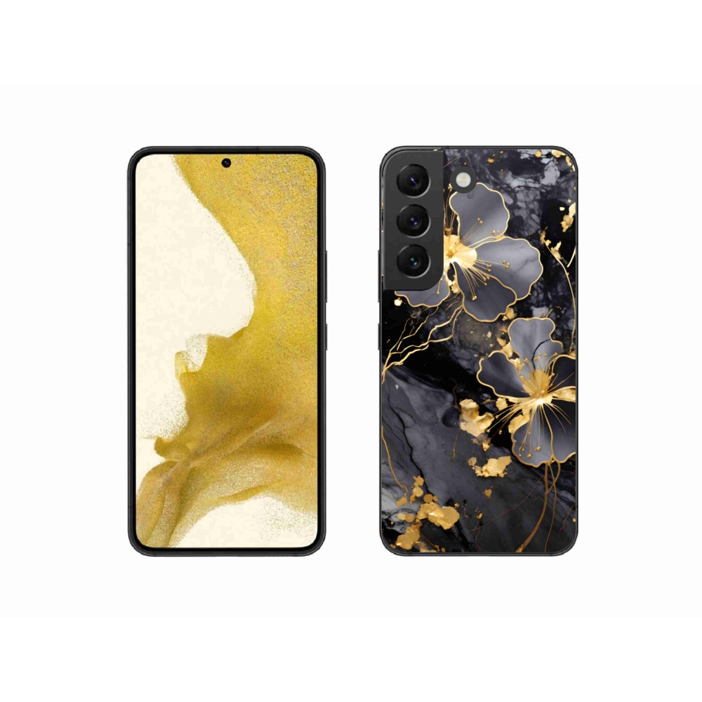 Gelový kryt mmCase na Samsung Galaxy S22 5G - zlaté květy