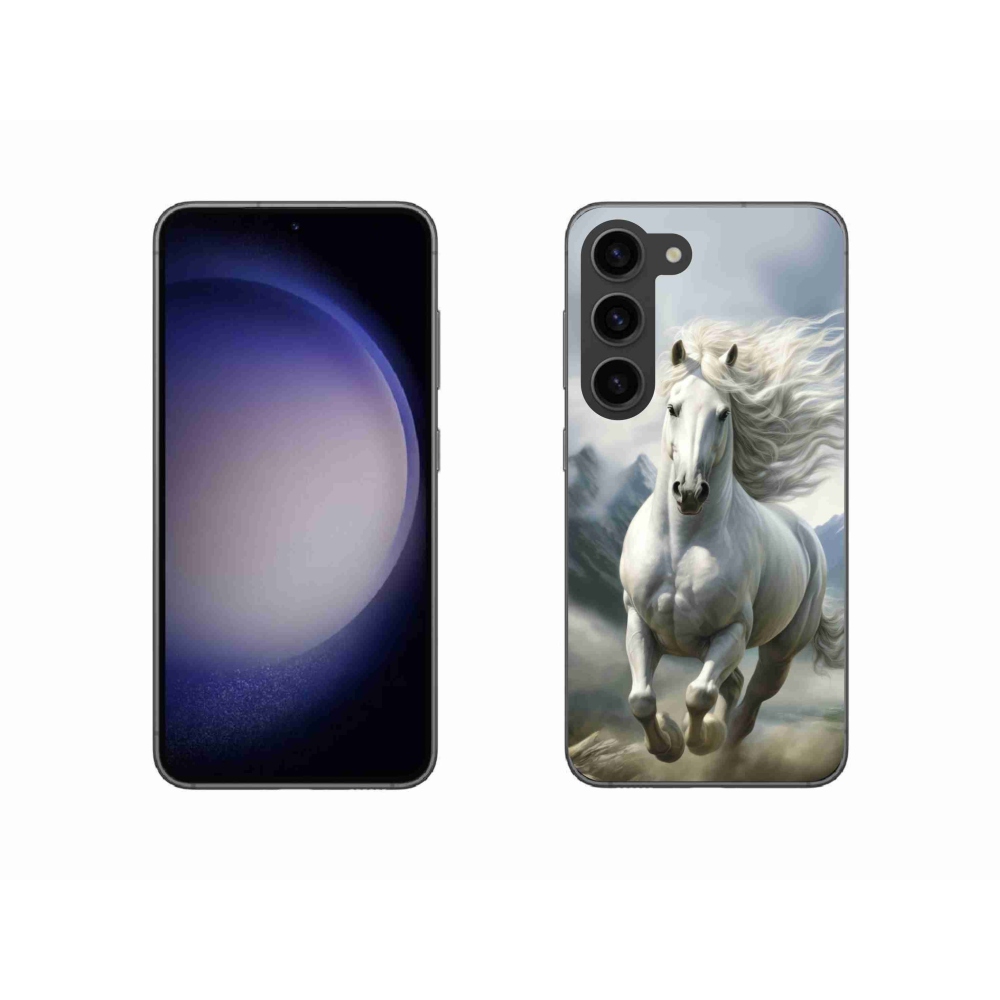 Gelový kryt mmCase na Samsung Galaxy S23 5G - běžící bílý kůň 3