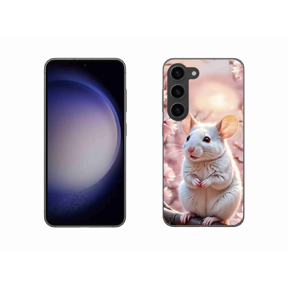 Gelový kryt mmCase na Samsung Galaxy S23 5G - bílá myš na větvi