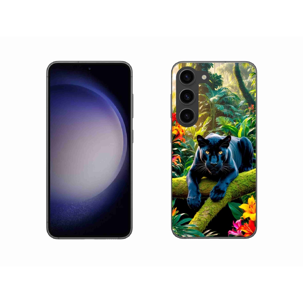 Gelový kryt mmCase na Samsung Galaxy S23 5G - černý panter v džungli