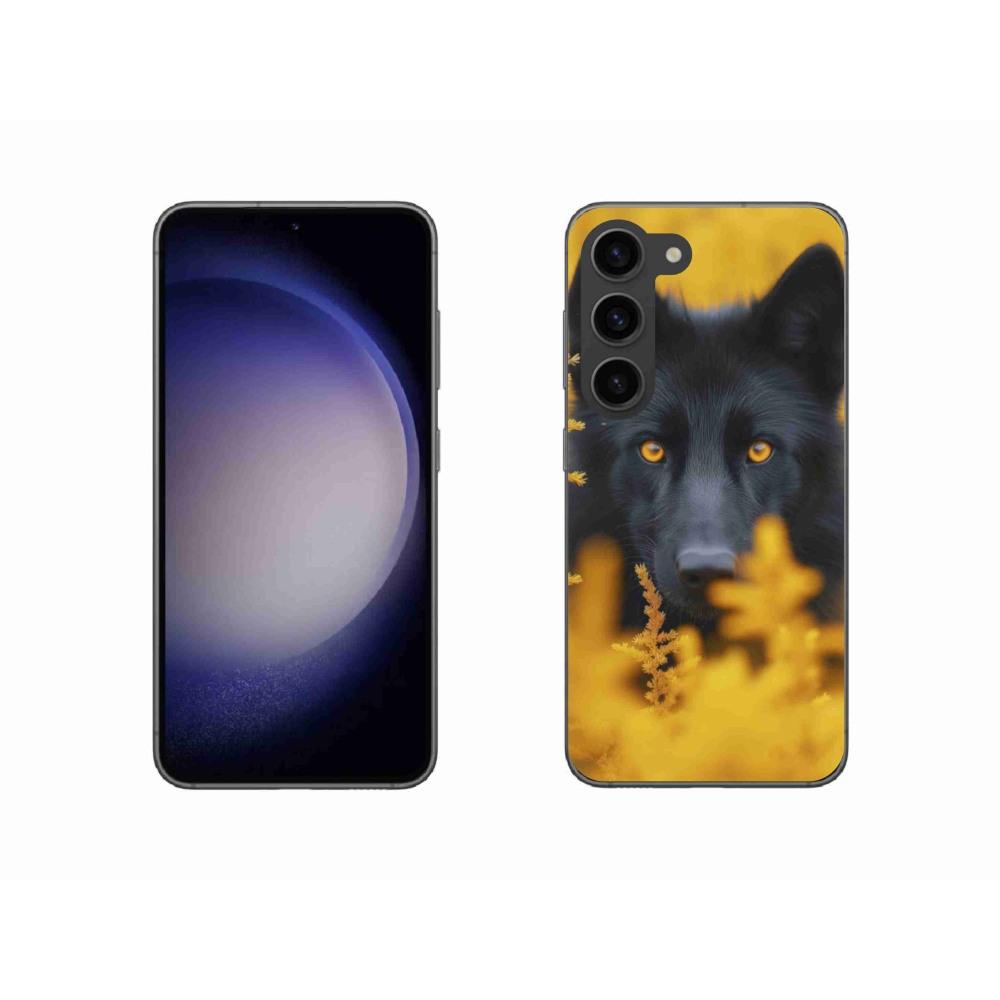 Gelový kryt mmCase na Samsung Galaxy S23 5G - černý vlk 2