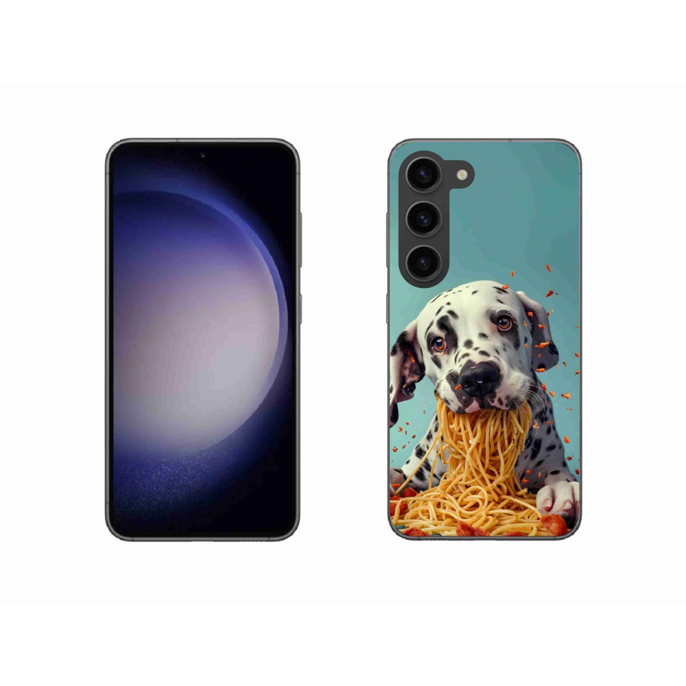 Gelový kryt mmCase na Samsung Galaxy S23 5G - dalmatin a špagety