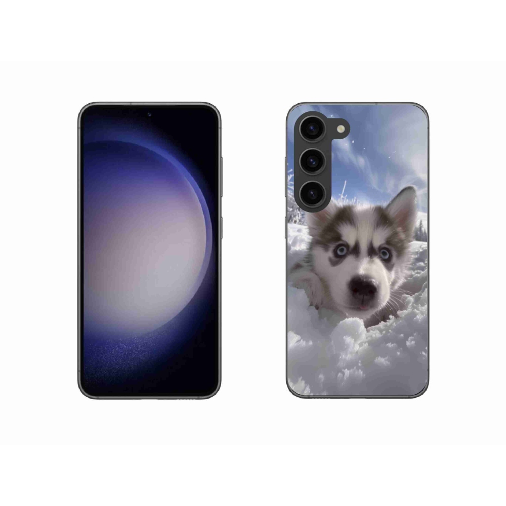 Gelový kryt mmCase na Samsung Galaxy S23 5G - husky ve sněhu