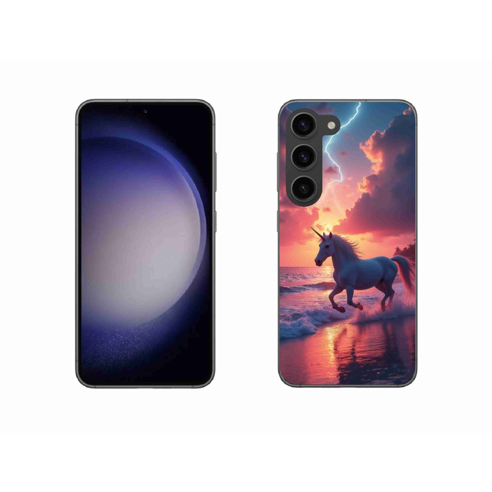 Gelový kryt mmCase na Samsung Galaxy S23 5G - jednorožec na pláži