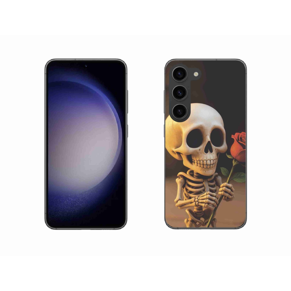 Gelový kryt mmCase na Samsung Galaxy S23 5G - kostlivec s růží