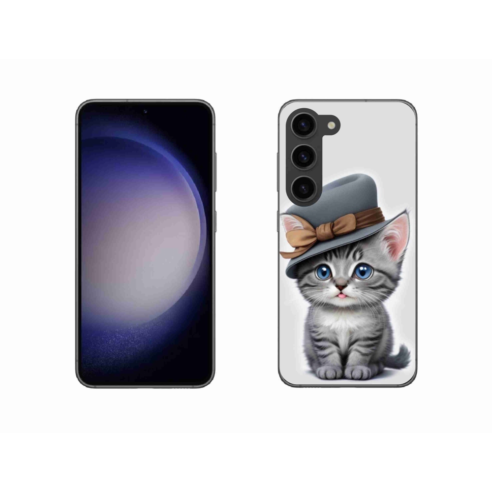 Gelový kryt mmCase na Samsung Galaxy S23 5G - kotě s kloboukem