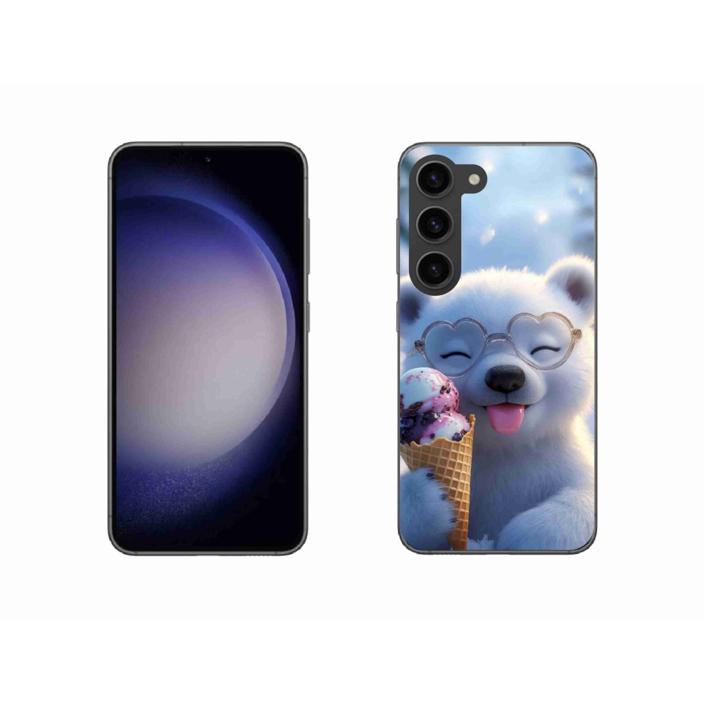 Gelový kryt mmCase na Samsung Galaxy S23 5G - medvídek se zmrzlinou
